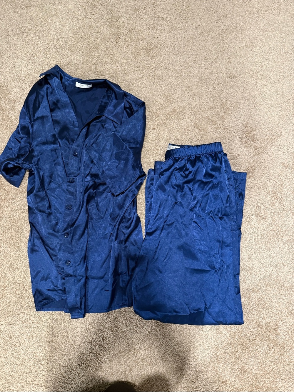 Silky Navy Blue Women's Pajama Pants